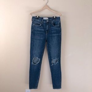 Free People Ripped Knees Skinny Jean, Size 28